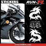 2 stickers DRAGON 10 cm - BLANC - Run-R