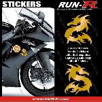 Stickers Monocouleurs 2 stickers DRAGON 10 cm - DORE - Run-R