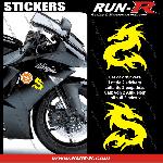 2 stickers DRAGON 10 cm - JAUNE - Run-R