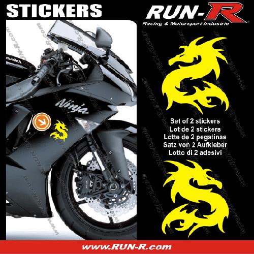 Stickers Monocouleurs 2 stickers DRAGON 10 cm - JAUNE - Run-R