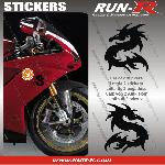 Stickers Motos 2 stickers DRAGON 10 cm - NOIR - Run-R