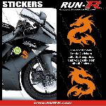 Stickers Monocouleurs 2 stickers DRAGON 10 cm - ORANGE - Run-R