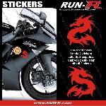 Stickers Motos 2 stickers DRAGON 10 cm - ROUGE - Run-R