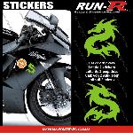2 stickers DRAGON 10 cm - VERT - Run-R