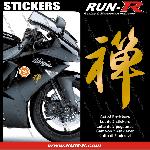 Stickers Motos 2 stickers KANJI ZEN 16 cm - DORE - Run-R