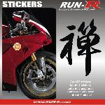 Stickers Motos 2 stickers KANJI ZEN 16 cm - NOIR - Run-R