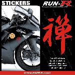 2 stickers KANJI ZEN 16 cm - ROUGE - Run-R