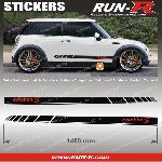 2 stickers MI32N MINI COOPER S 140cm - NOIR lettres ROUGES - Run-R