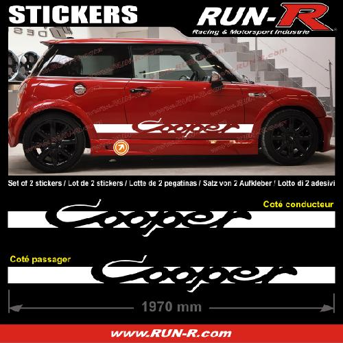 Adhesifs Mini 2 stickers MINI COOPER 197 cm - BLANC - Run-R