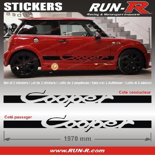 Adhesifs Mini 2 stickers MINI COOPER 197 cm - NOIR - Run-R
