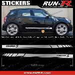 Adhesifs Mini 2 stickers MINI COOPERS S 140 cm - ARGENT lettres NOIRES - Run-R