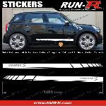 2 stickers MINI COOPERS S 140 cm - BLANC lettres ARGENT - Run-R