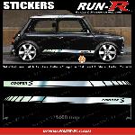 2 stickers MINI COOPERS S 140 cm - CHROME lettres NOIRES - Run-R