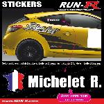 2 stickers NOM PILOTE drift rallye style FRANCE - Lettrage blanc - Run-R