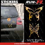 Stickers Monocouleurs 2 stickers PAPILLON TRIBAL 13 cm - OR - Run-R