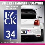 2 stickers plaque immatriculation - Modele FCK - Run-R