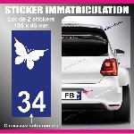 Stickers Plaques Immatriculation 2 stickers plaque immatriculation - Modele PAPILLON - Run-R