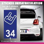 2 stickers plaque immatriculation - Modele ROCK - Run-R