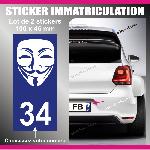 Stickers Plaques Immatriculation 2 stickers Run-R PI025 Anonymous compatible avec plaque immatriculation - 100x46mm - Run-R