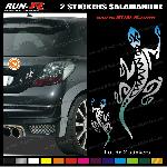2 stickers SALAMANDRE TRIBAL 18 cm - CHROME - Run-R