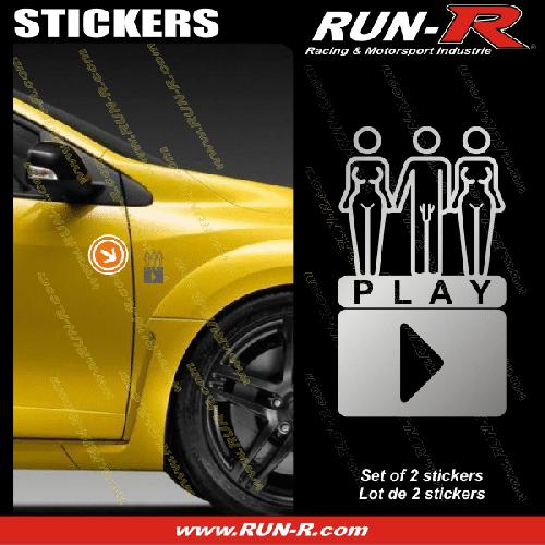 Stickers Monocouleurs 2 stickers SEXY PLAY 8 cm - ARGENT - Run-R