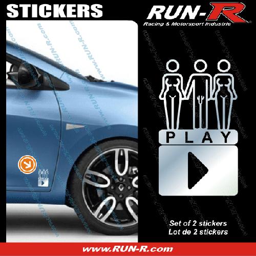 Stickers Monocouleurs 2 stickers SEXY PLAY 8 cm - CHROME - Run-R