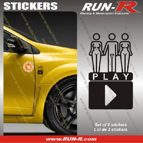 Stickers Monocouleurs 2 stickers SEXY PLAY 8 cm - NOIR - Run-R