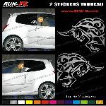 2 stickers TAUREAU TRIBAL 15 cm - DIVERS COLORIS - Run-R