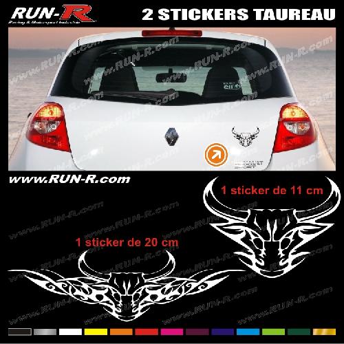 Stickers Monocouleurs 2 stickers TAUREAU TRIBAL 20 cm - DIVERS COLORIS - Run-R