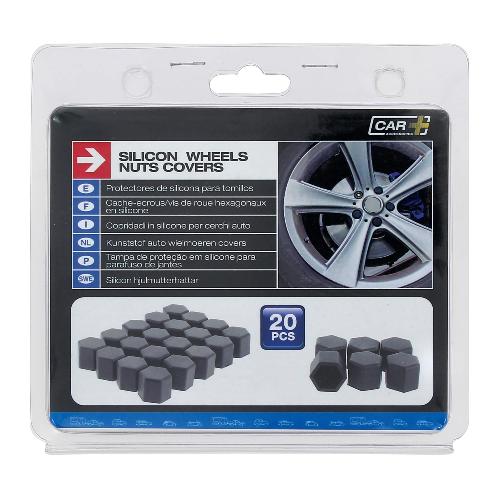 Caches Boulons 20 Cache ecrous de roue NC20B17 en silicone Noir 17mm