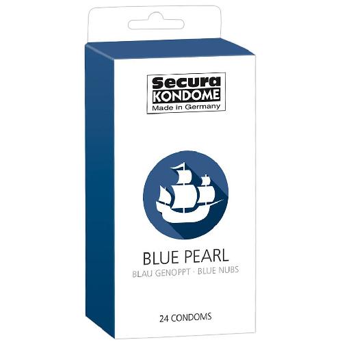 24 Preservatifs Bleus Perles - Blue Pearl - 52mm