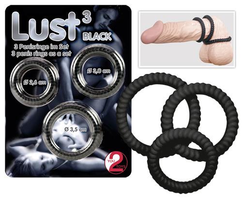 3 anneaux de penis noir 3 tailles differentes 2.6cm 3cm et 3.5cm