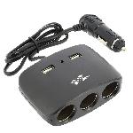 3 Multiprises Allume Cigare + 2 Usb 2.1a Noir - Pulse 3 Multiprises Allume Cigare + 2 Usb 2.1a Noir - Pulse