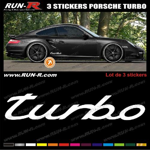Adhesifs Porsche 3 stickers compatible avec PORSCHE 30 cm - BLANC - Run-R