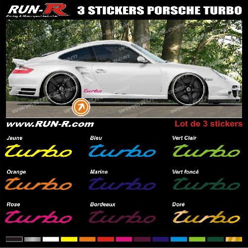 Adhesifs Porsche 3 stickers compatible avec PORSCHE 30 cm - DIVERS COLORIS - Run-R
