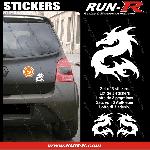 Stickers Monocouleurs 3 stickers DRAGON 11 cm - BLANC - Run-R