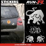 Stickers Monocouleurs 3 stickers TAUREAU Stylise 10 cm - ARGENT - Run-R