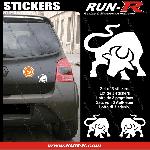 3 stickers TAUREAU Stylise 10 cm - BLANC - Run-R