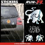 3 stickers TAUREAU Stylise 10 cm - CHROME - Run-R