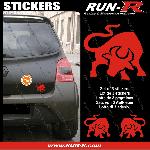 3 stickers TAUREAU Stylise 10 cm - ROUGE - Run-R