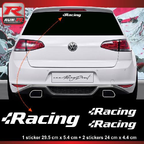 Adhesifs Volkswagen 3 stickers VW RACING compatible avec GOLF - Blanc - Run-R