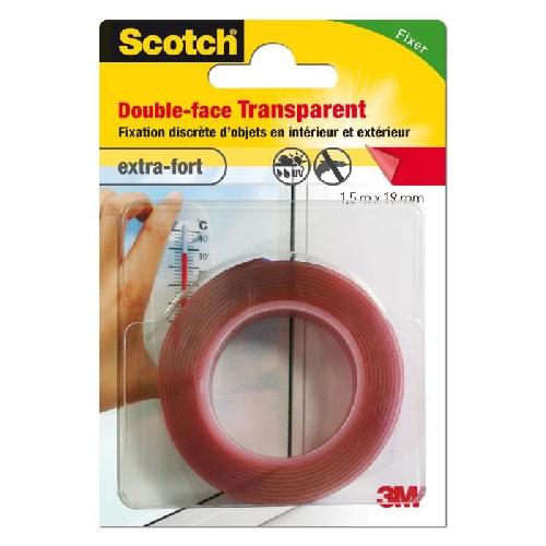 Adhesif 3M SCOTCH Double-face - 1.5 m x 19 mm - Transparent