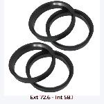 4 Bagues de centrage - Ext 72.6 - Int 58.1