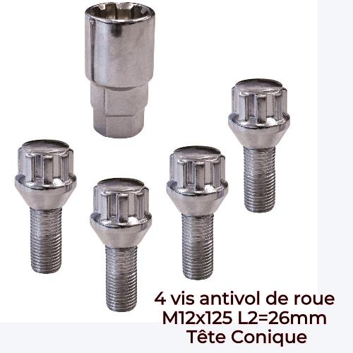 Antivol 12x125 4 vis antivol de roue M12x125 L2 26 modele A Conique 0520501