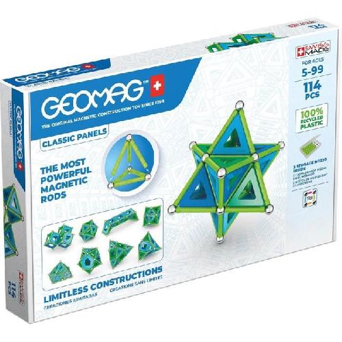 Jeu D'assemblage - Jeu De Construction - Jeu De Manipulation 473 Geomag Classic Panels Recycled 114 pcs-Kit de Construction Magnetique Ecologique et Creatif - Jeux de construction - Unisexe