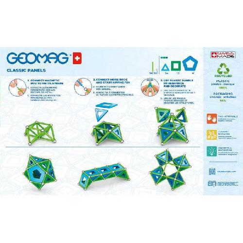 Jeu D'assemblage - Jeu De Construction - Jeu De Manipulation 473 Geomag Classic Panels Recycled 114 pcs-Kit de Construction Magnetique Ecologique et Creatif - Jeux de construction - Unisexe