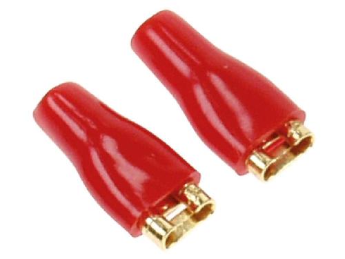 Cosses - Fils 50x Connecteurs plats 4.8mm dore isole rouge - femelle