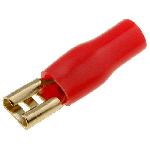 50x Connecteurs plats 4.8mm - dore isole rouge - femelle