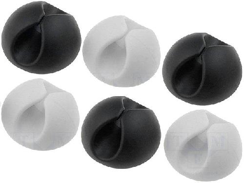 Rangement cables 6 Clips serre-cable - adhesifs - noir et blanc