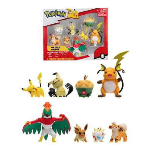 Figurine Miniature - Personnage Miniature 8 figurines Battle BANDAI - Pokémon - Pikachu. Evoli. Dratatin. Togepi. Caninos. Mimiqui. Raichu et Brutalibré